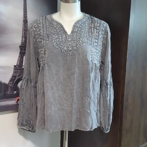 Solitaire Charcoal Embroidered Blouse